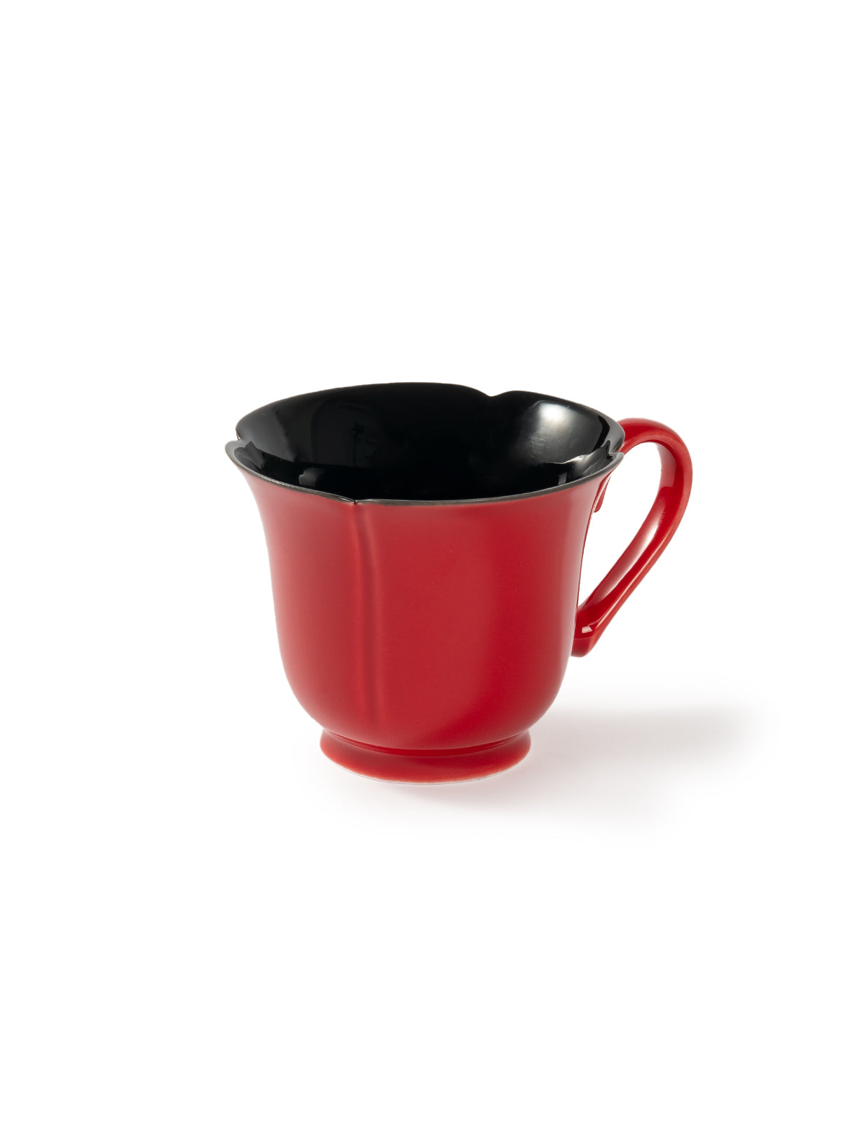 CRAFILAB | Vermilion Red & Moon Gazing Teacup With Heart & Shaped Side Handle