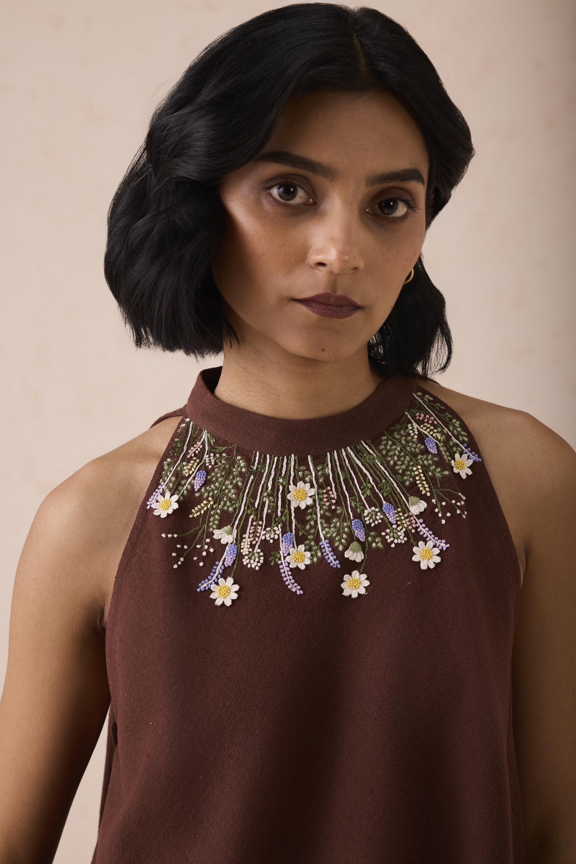 SUI | The Mountain Meadow Halter Neck Handspun Handwoven Organic Cotton Top