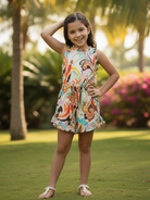 NIMBU | Moana White Unicorn Girls Playsuit in Cotton