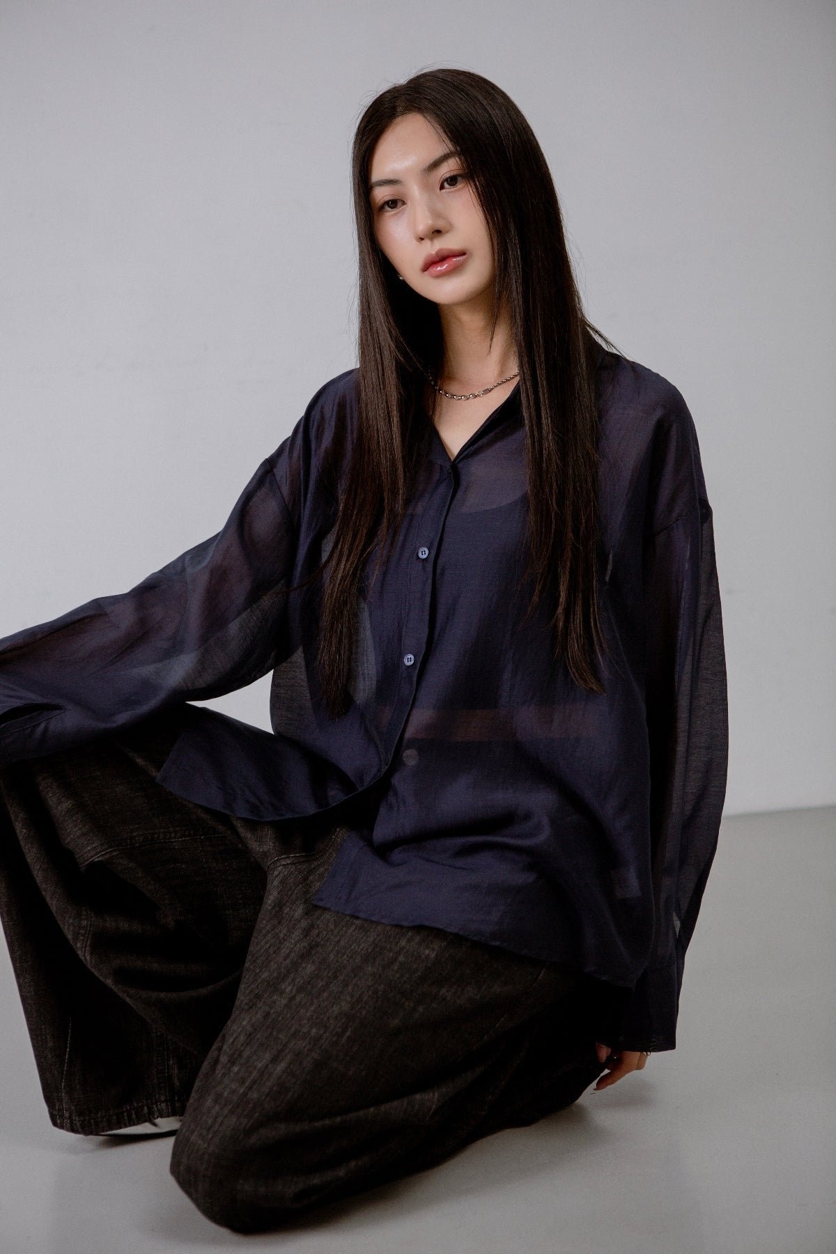 SAERO COLLECTIVE | Malgeun Tencel Shirt | Navy