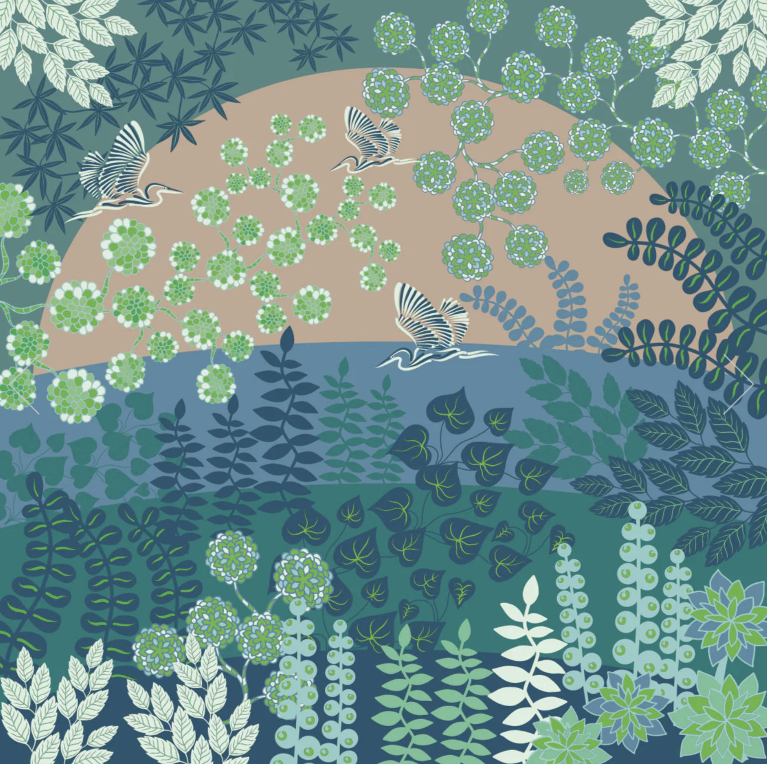 BINARY STYLE | Herons of the Southern Islands Premium Silk Lyocell Scarf