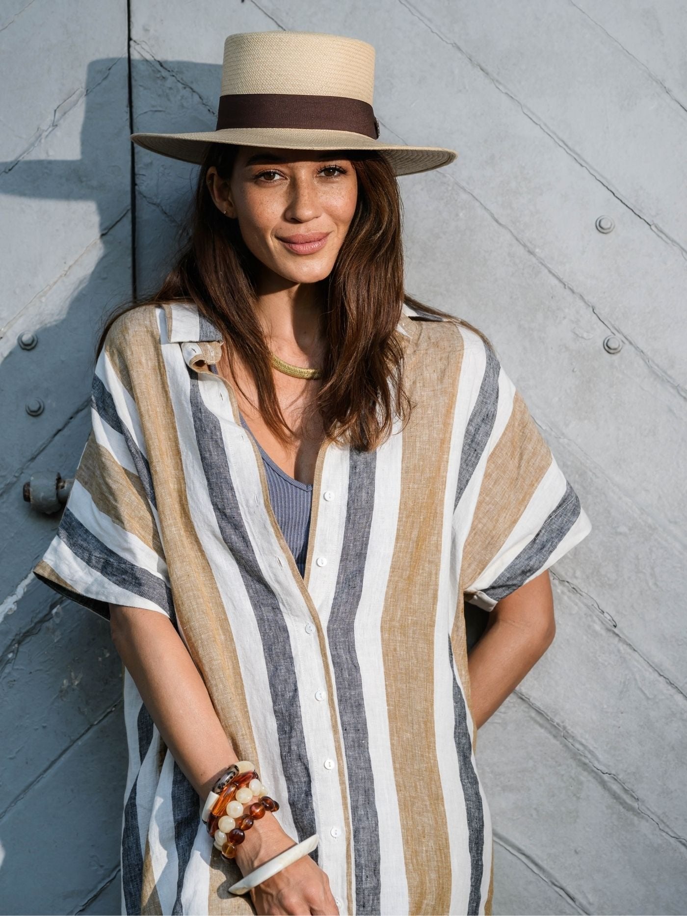 EDITION LIMITEE SINGAPORE | Shirt Dress Long | Charcoal Stripes