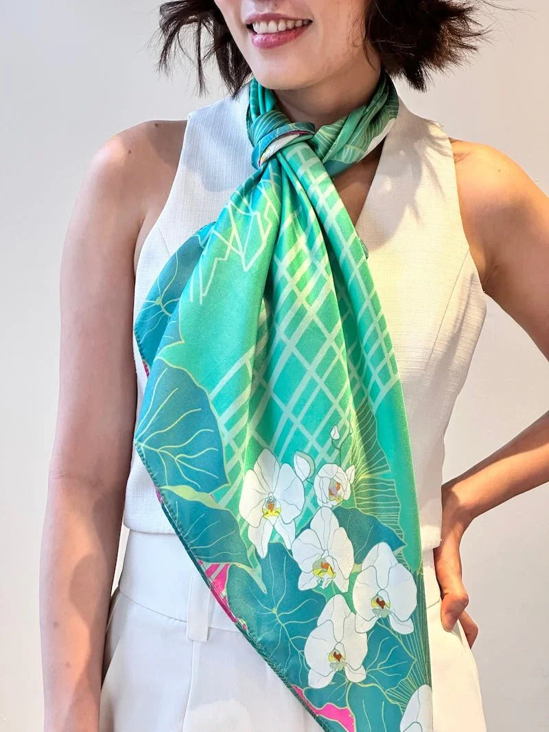 BINARY STYLE | Botanic Oasis By The Bay Silk Scarf