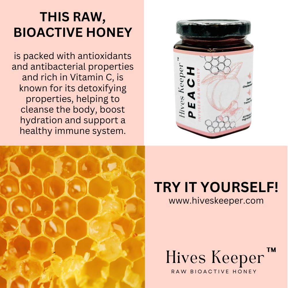 HIVES KEEPER | Infused Raw Honey (with Gift Box) - Peach Infused Raw Honey