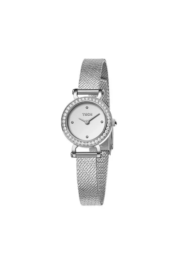 BLACK BY BLUE BRAVE | THCN C· I Eggshell White Dial Silver Mesh Band Watch