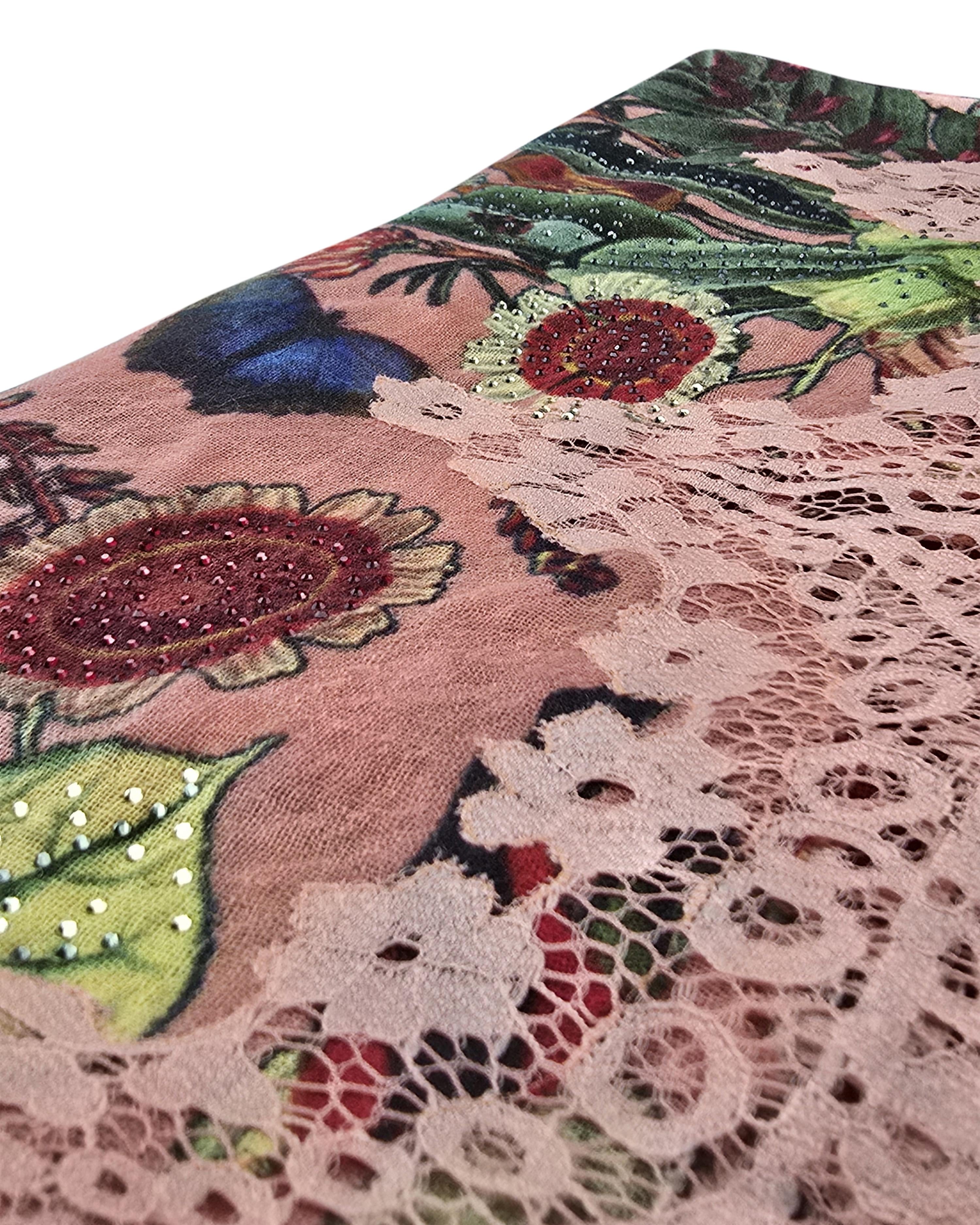 QUEENMARK | AN Printed Shawl 2024 Assorted Pink Flowers