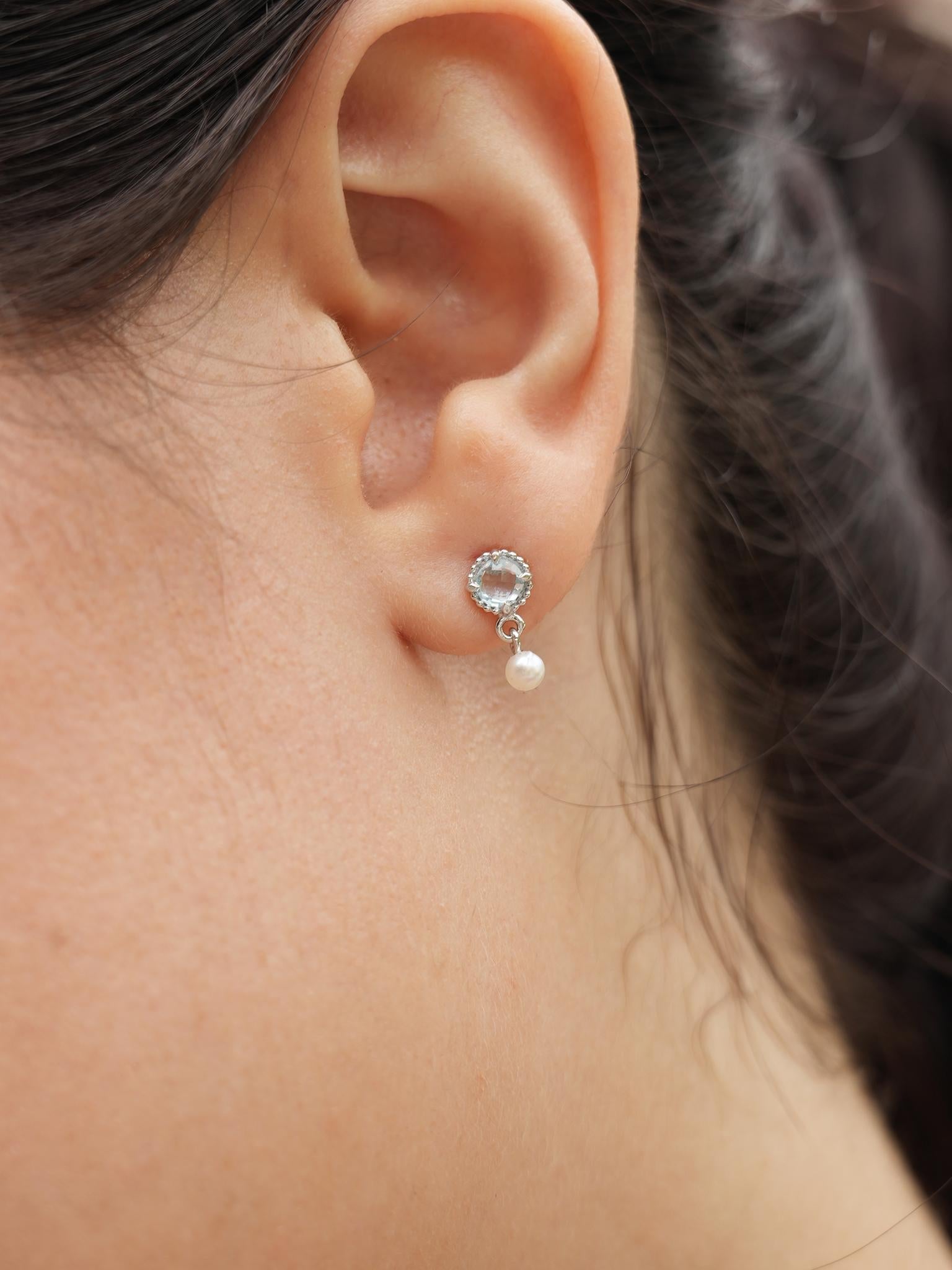 EMBRACE JEWELLERY | Pearl Whisper Drops With Blue Topaz