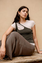 LAYERPLAN | Twila Gathered Stretch-Jersey Tank