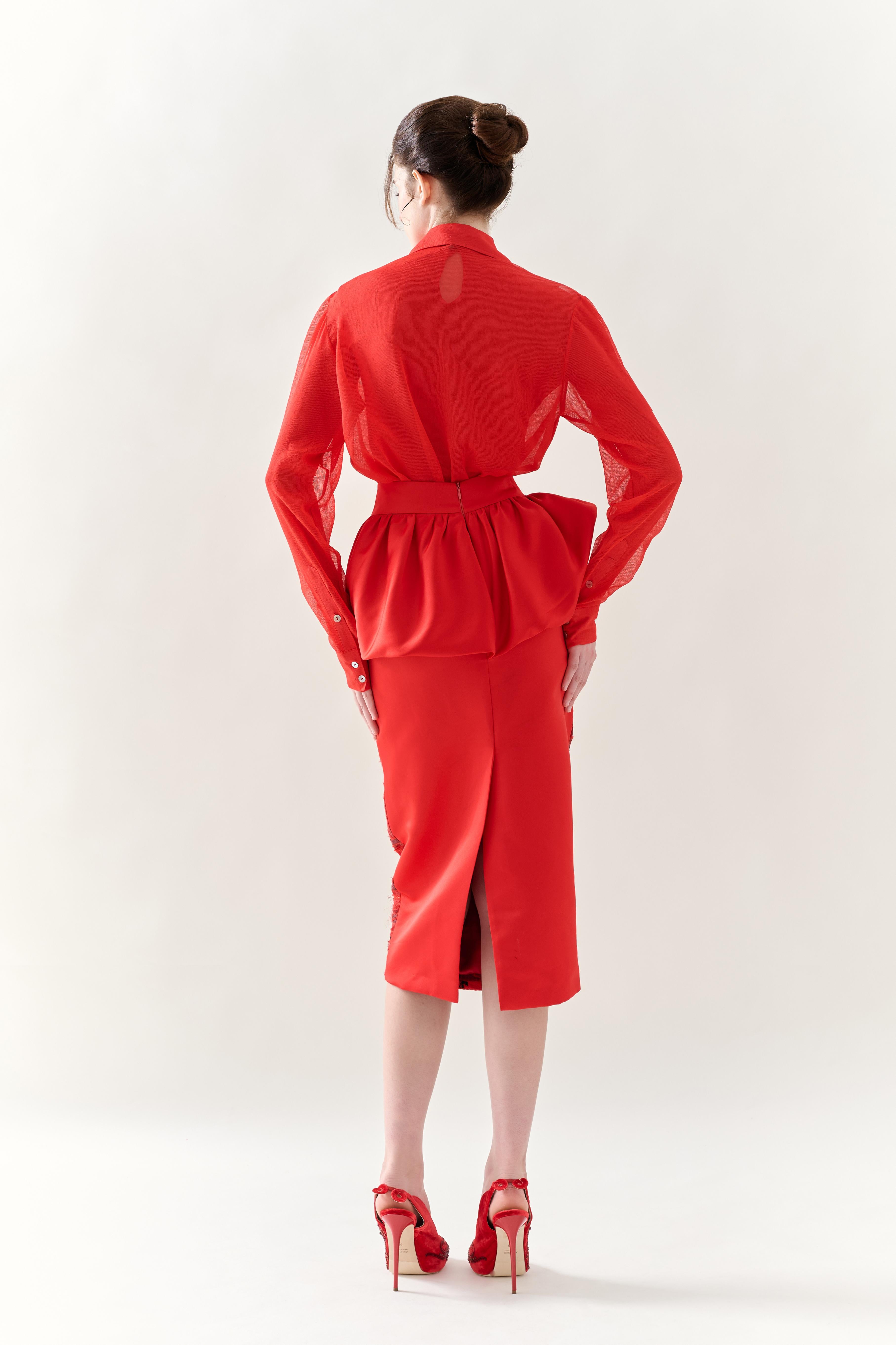 KHAAR | Scarlet Peplum Skirt