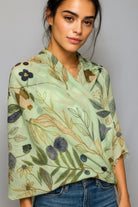 QUEENMARK | AN Printed Shawl 2024 Assorted Green Leaf