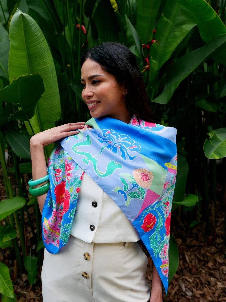 BINARY STYLE | Peranakan Bricollage Premium Silk Scarf