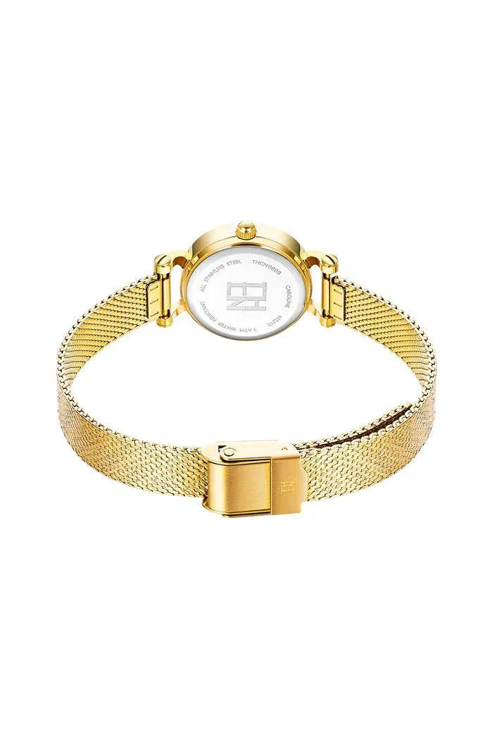BLACK BY BLUE BRAVE | THCN C· I Reflection Black Dial Gold Mesh Band Watch
