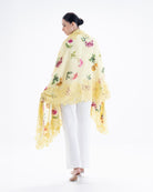 QUEENMARK | AN Assorted Lace Print Crystal Shawl Light Yellow Flower