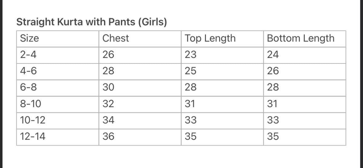 NIMBU | Gul Blue Girls Kurti With Pants Set In Cotton With Net Dupatta