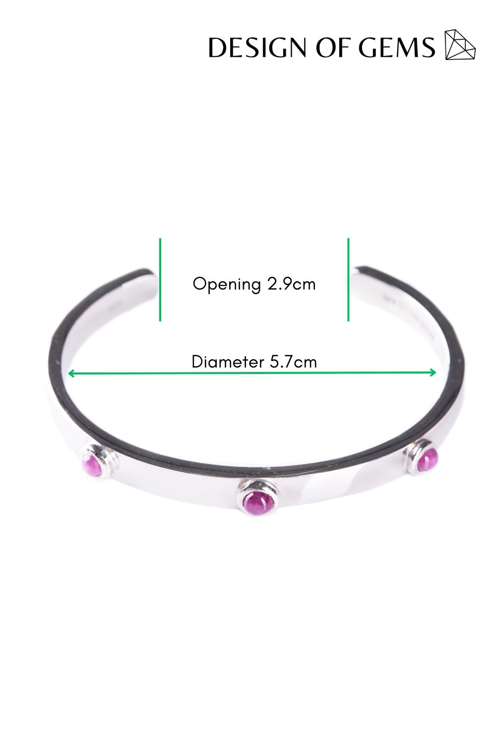 CREATIVE JEWELLERY STUDIO | Burmese Pinkish Ruby, Rhodium Plated Silver Cuff by Design of Gems
