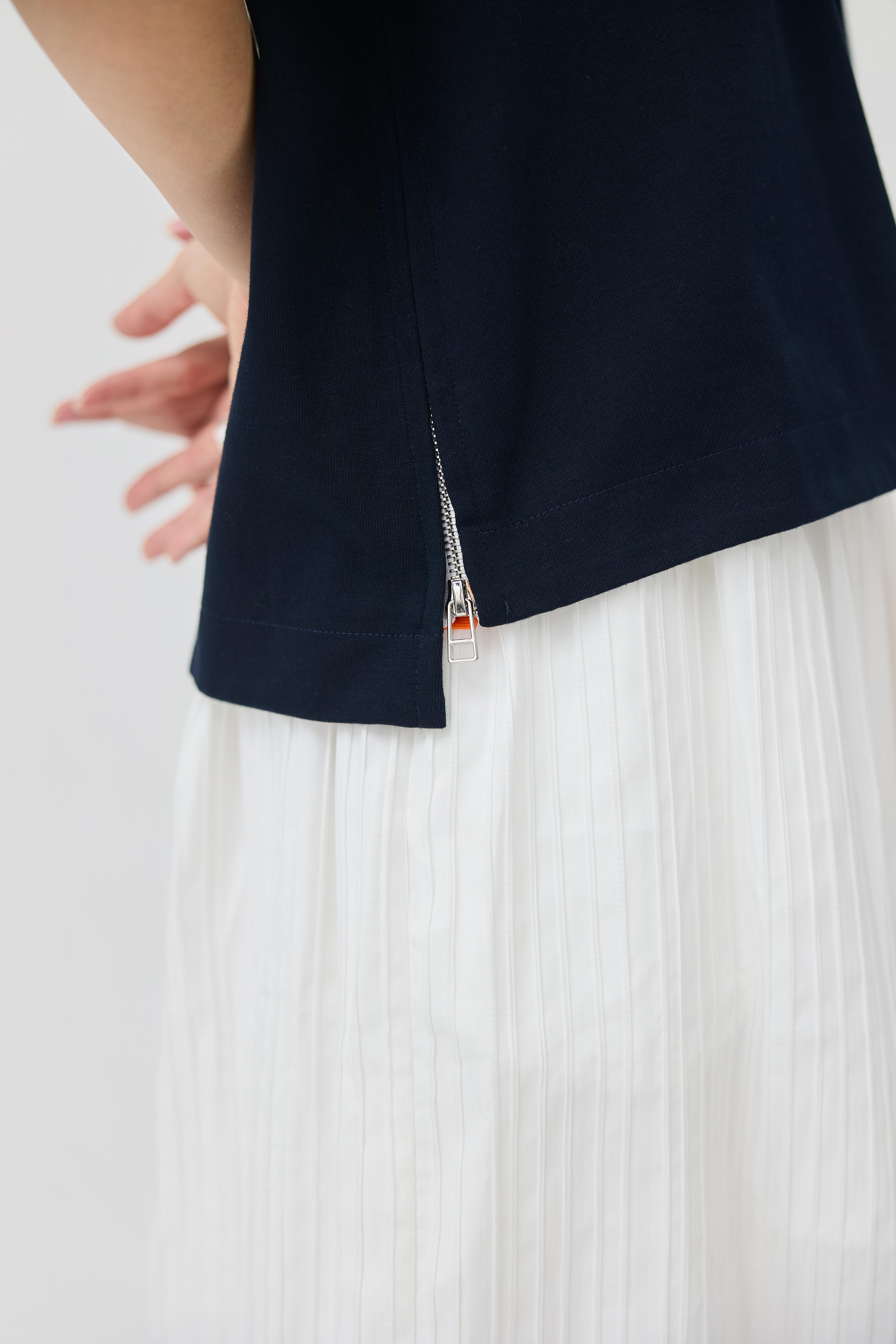 3EIGHTH | Sokko Zip Tee In Navy