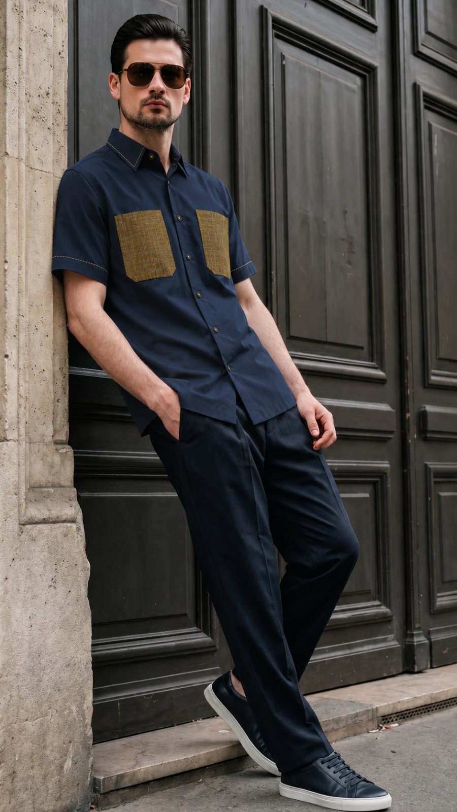 KANZI COLLECTION | Handloom Artisan Shirt - Nevy Blue