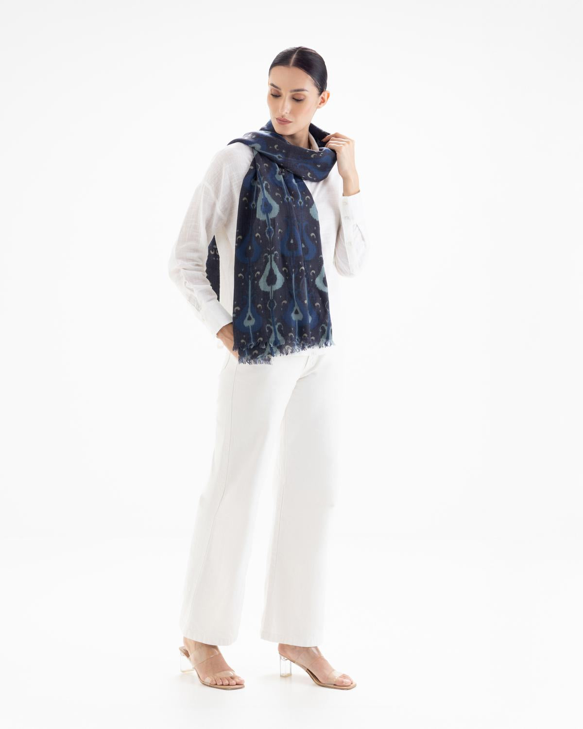 QUEENMARK | AN Patola Ikat Print Cosmic Navy