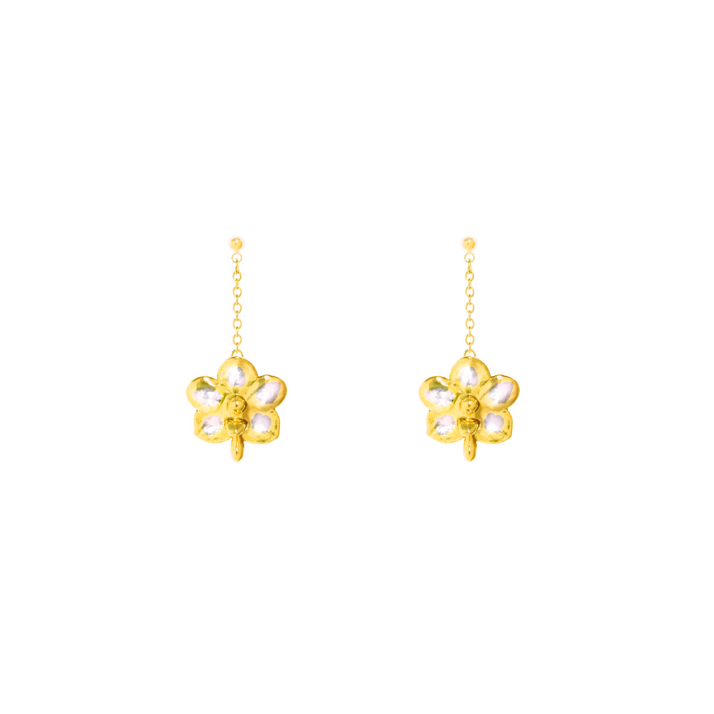 RISIS | Ascocenda Sagarik Gold Orchid Dangling Earrings in Gold & Palladium