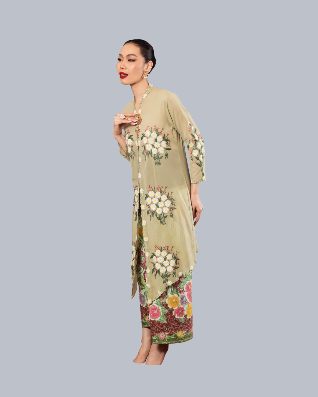 ROEMAH KEBAYA VIELGA | Melati Kipas Sulam Tangan Long Kebaya