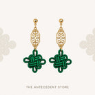 THE ANTECEDENT STORE | Auspicious Knot Motif Earrings in Green