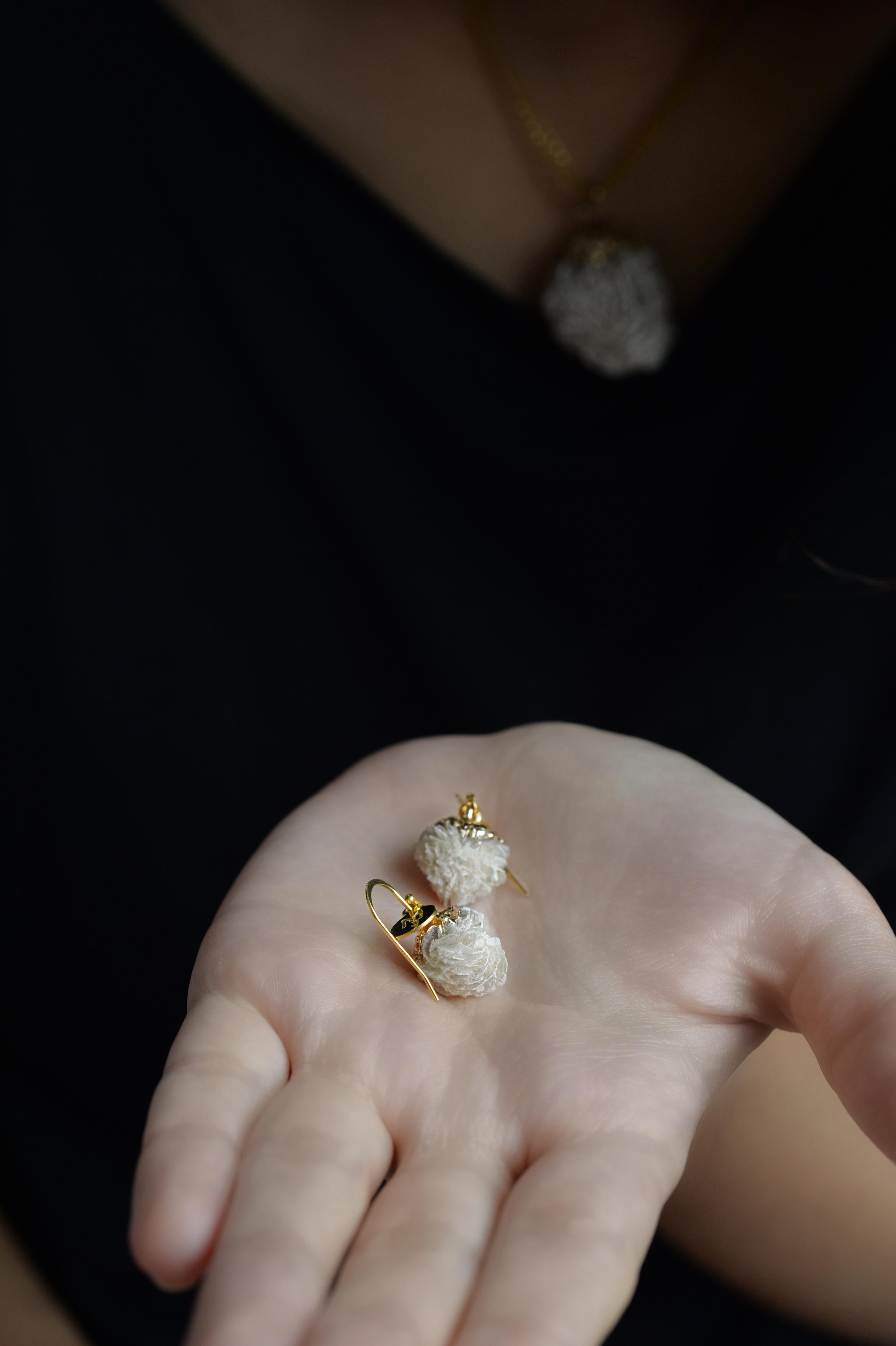 MARILYN TAN JEWELLERY | Beige Mini Desert Rose Gold Hook Earrings