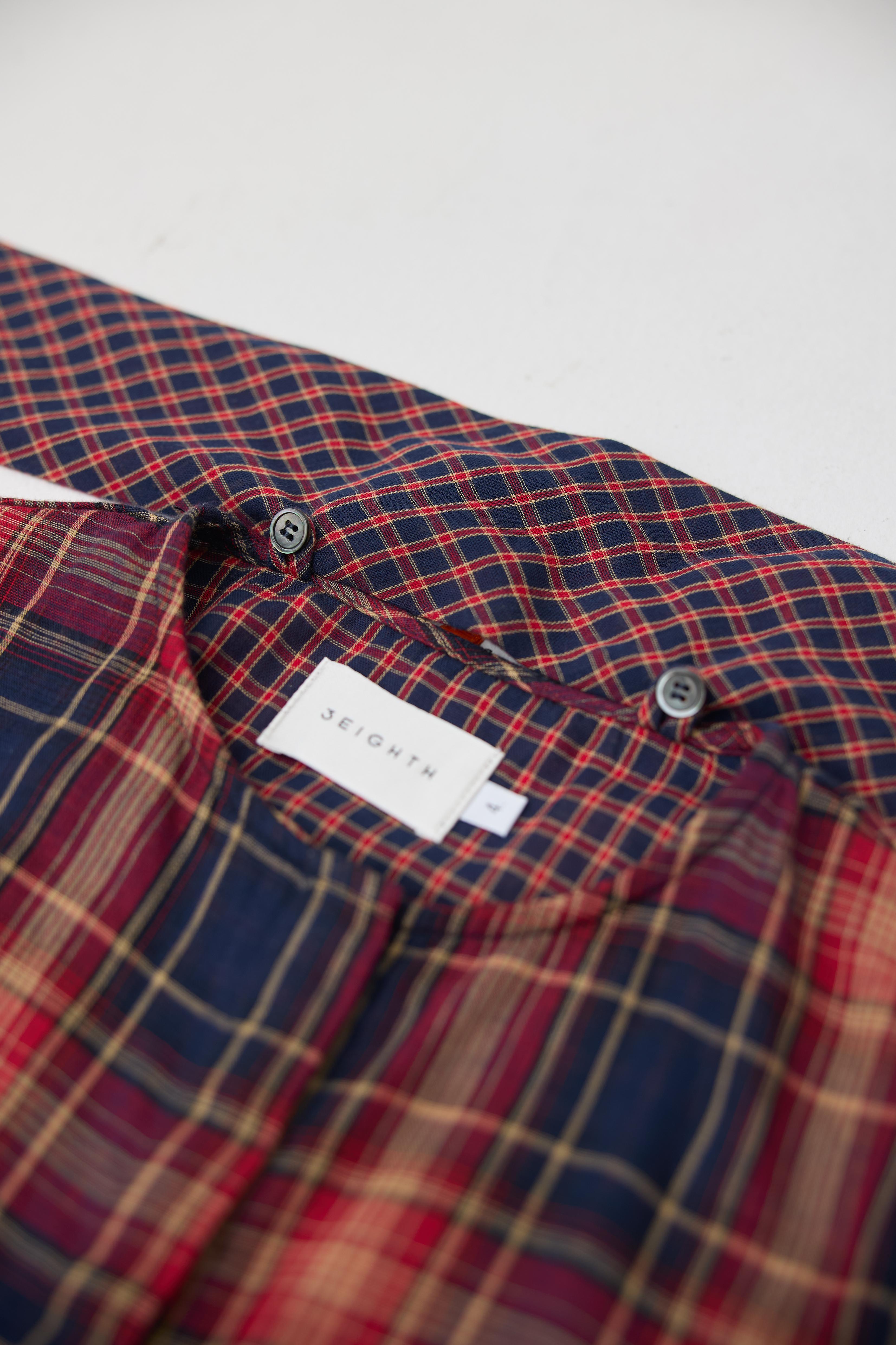 3EIGHTH | Nimai 2-Way Scarf Top In Red Tartan Gauze