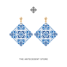 THE ANTECEDENT STORE | Blue White Peranakan Tile Earrings | Stories Of Singapore