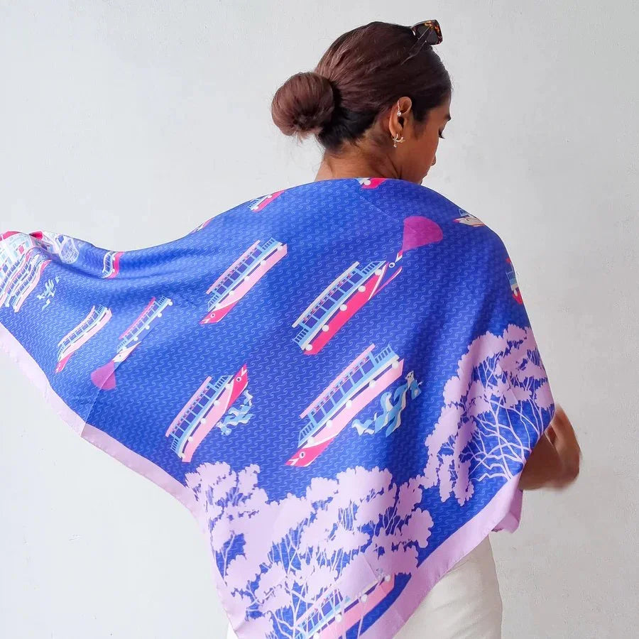 BINARY STYLE | Night At Singapore Quay 100% Premium Silk Scarf