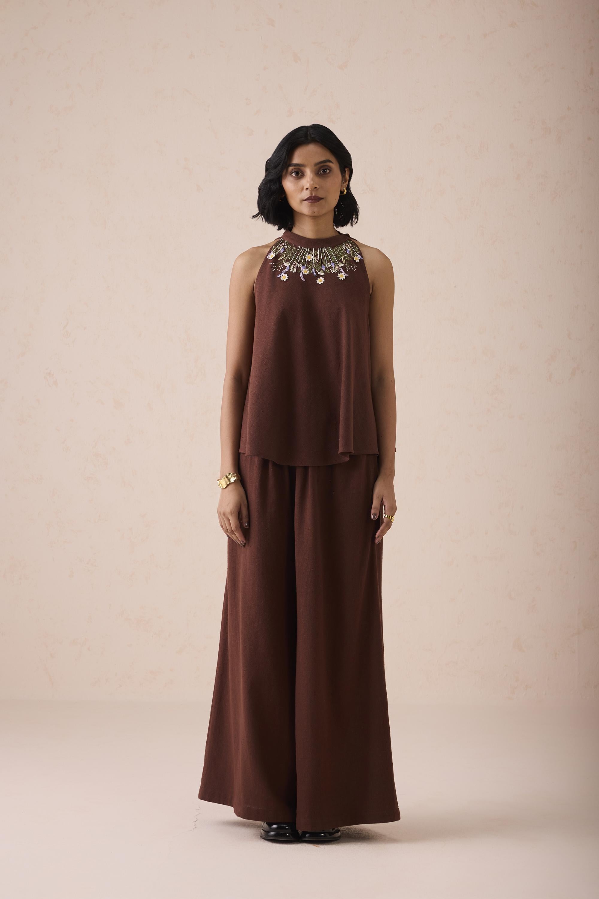 SUI | The Mountain Meadow Halter Neck Handspun Handwoven Organic Cotton Top