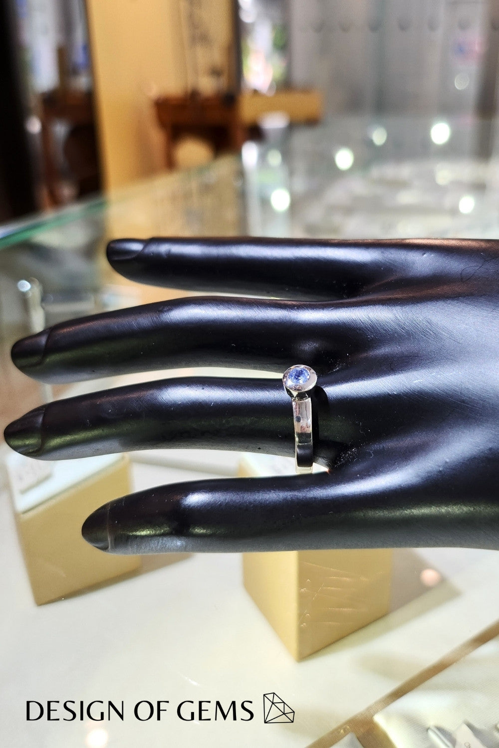 CREATIVE JEWELLERY STUDIO | Burmese Sky Blue Sapphire, Rhodium Plated Silver Ring by Design of Gems