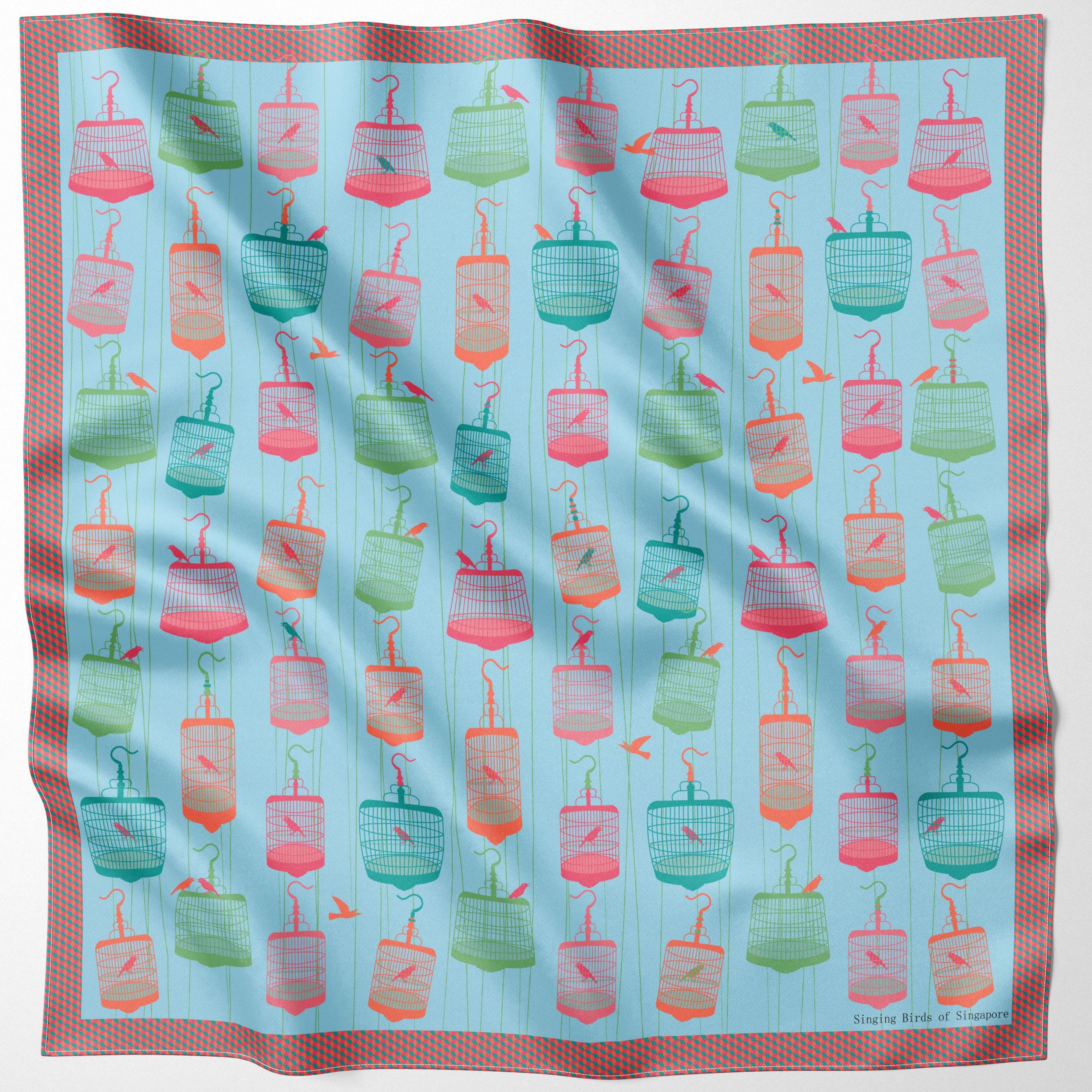 BINARY STYLE | Singapore Song Bird Premium Silk Scarf