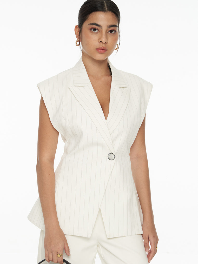 DRESSINGPAULA | Striped Tailored Waistcoat