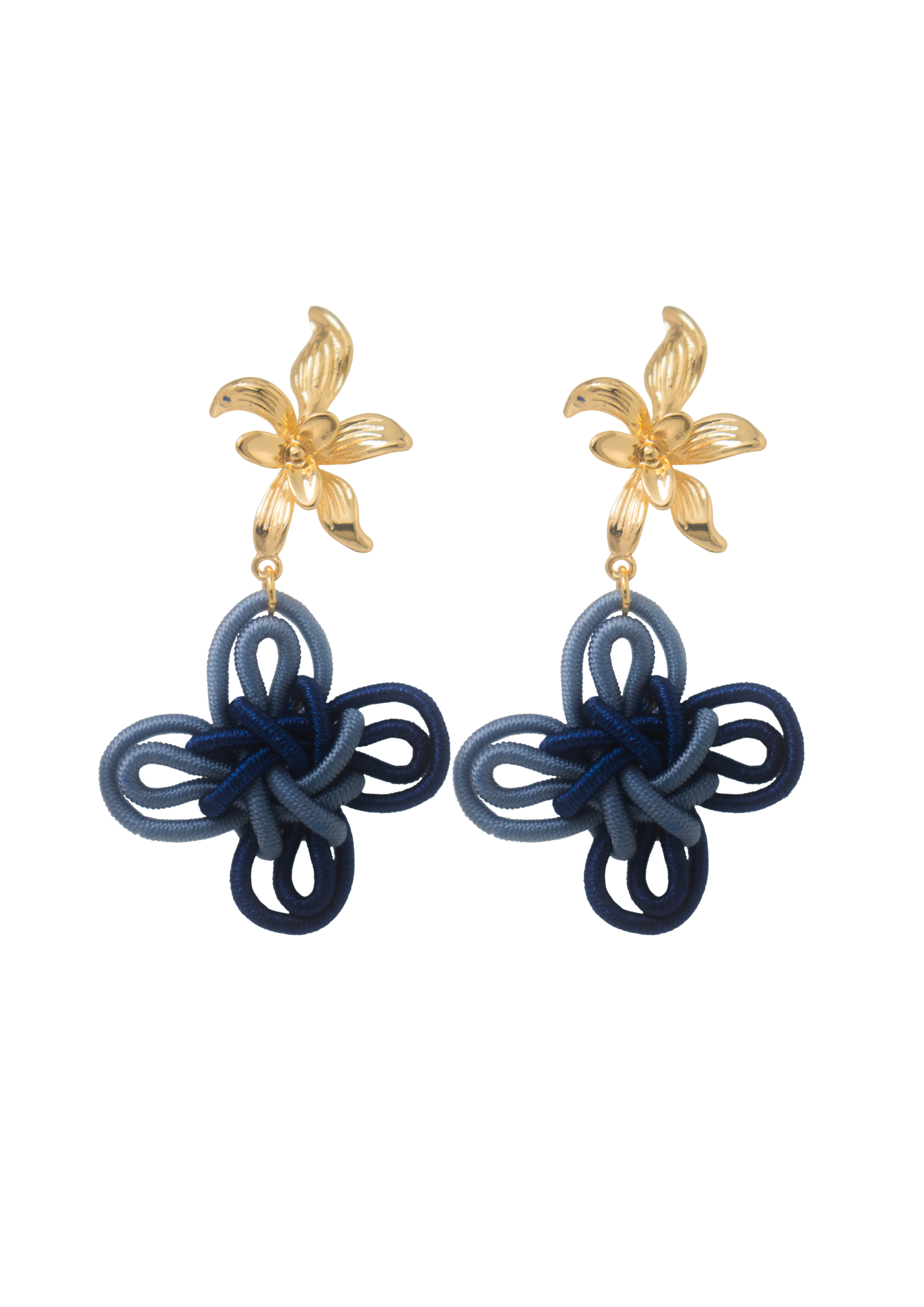 THE ANTECEDENT STORE | Orchid Auspicious Knots - Large Duo Blue Earrings