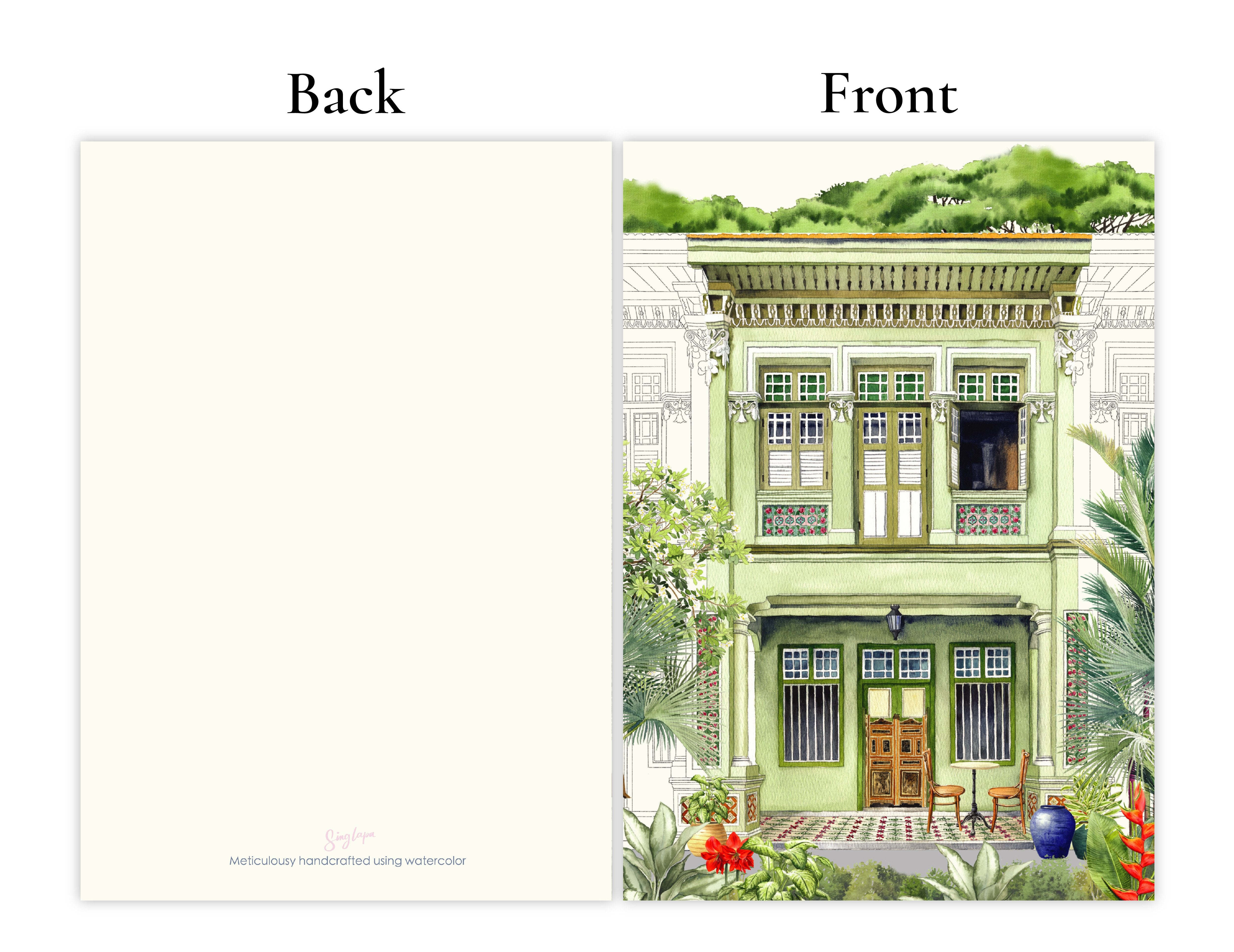 SINGLAPA | Green Shophouse Greeting Card