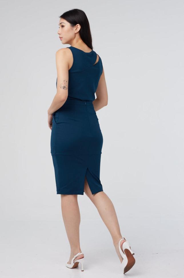 AS INTENDED | KELY Pencil Skirt In Prussian Blue