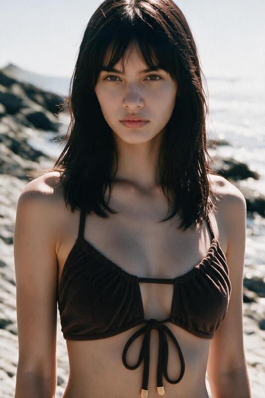 HAI THE LABEL | Teddy Bear Bubblegum Ruched Bikini Top - Jellyboo Brown