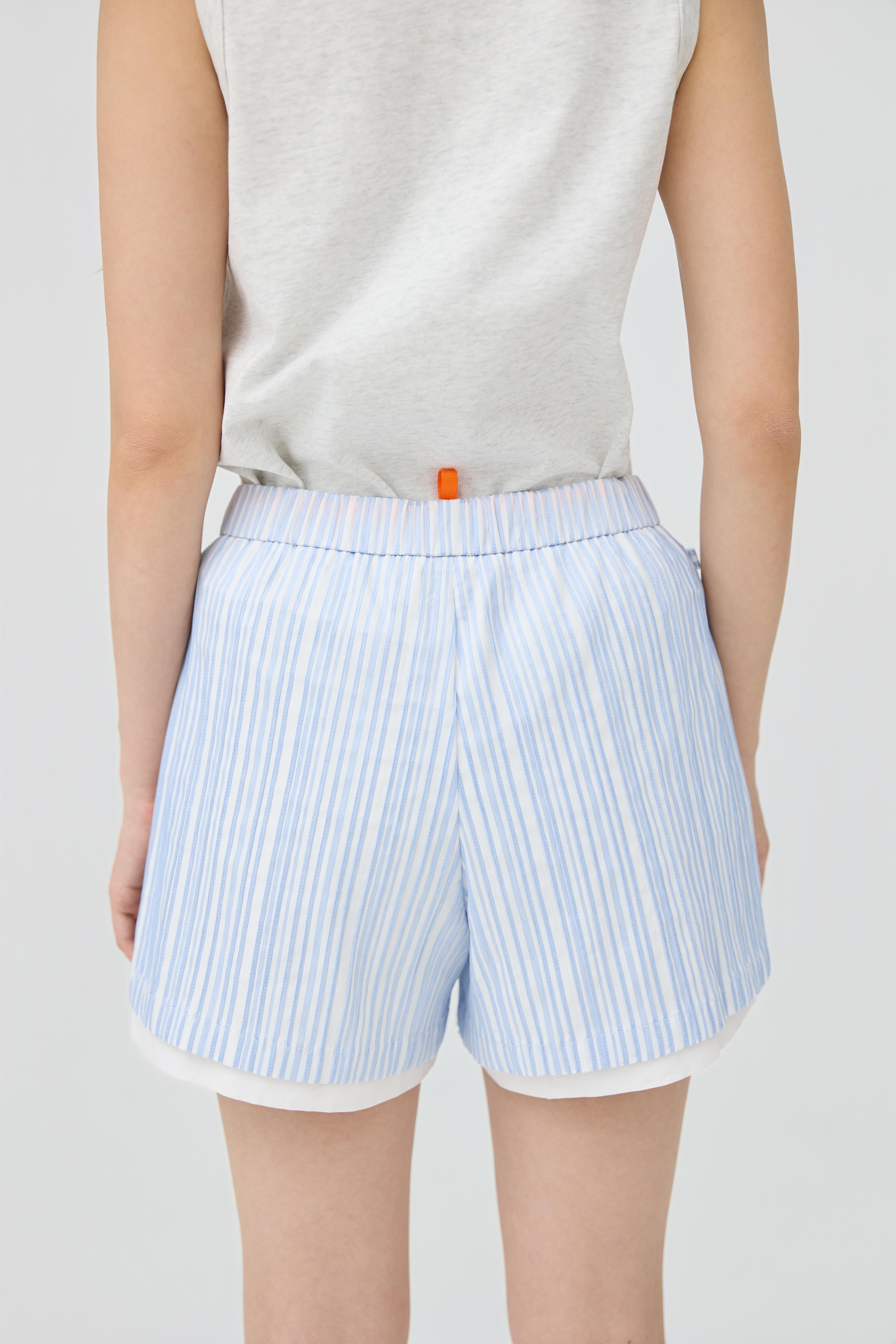 3EIGHTH | Futae Shorts In Blue Seersucker