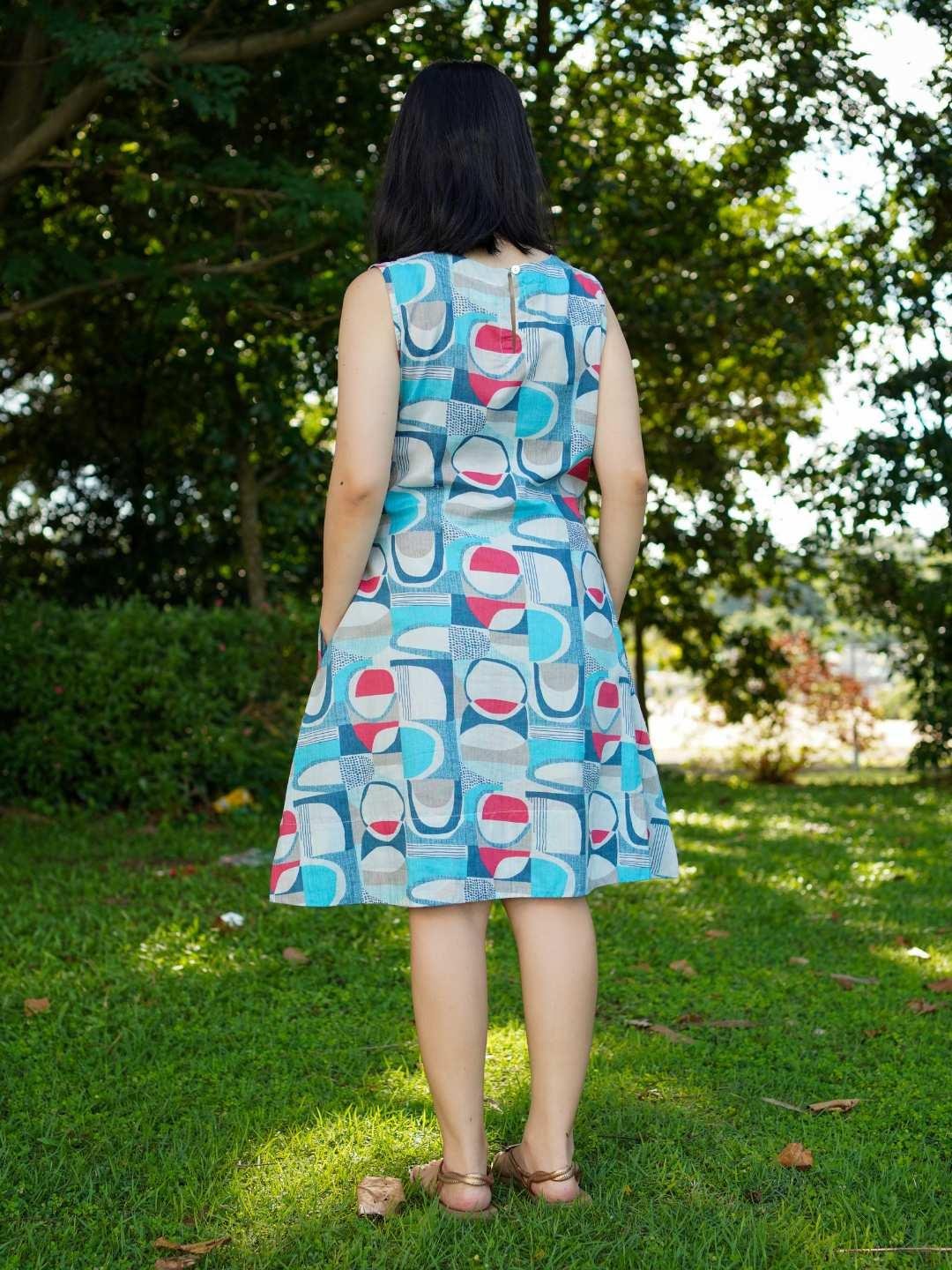 NIMBU | Isla Coral Blue Women's A-Line Dress