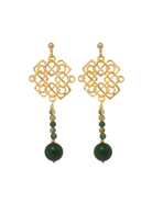 THE ANTECEDENT STORE | Auspicious Motif Green Chalcedony Statement Earrings