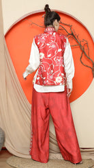 KANZI COLLECTION | Red Floral Side Button Vest With Pants Set