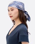 STUDIO QILING | Peranakan Orchid Navy Ink Double Side Silk Scarf 65