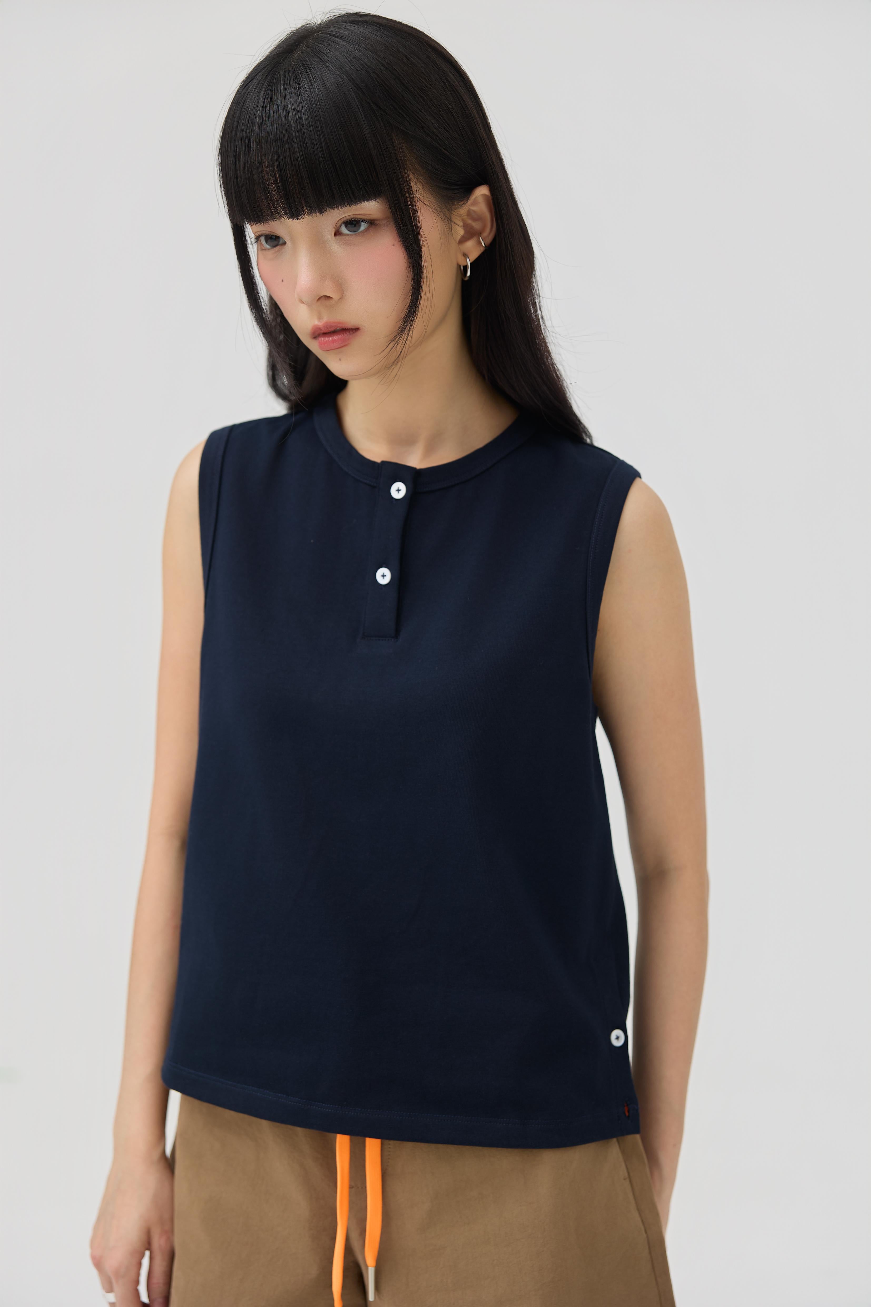 3EIGHTH | Musubi Henley Tank In Navy