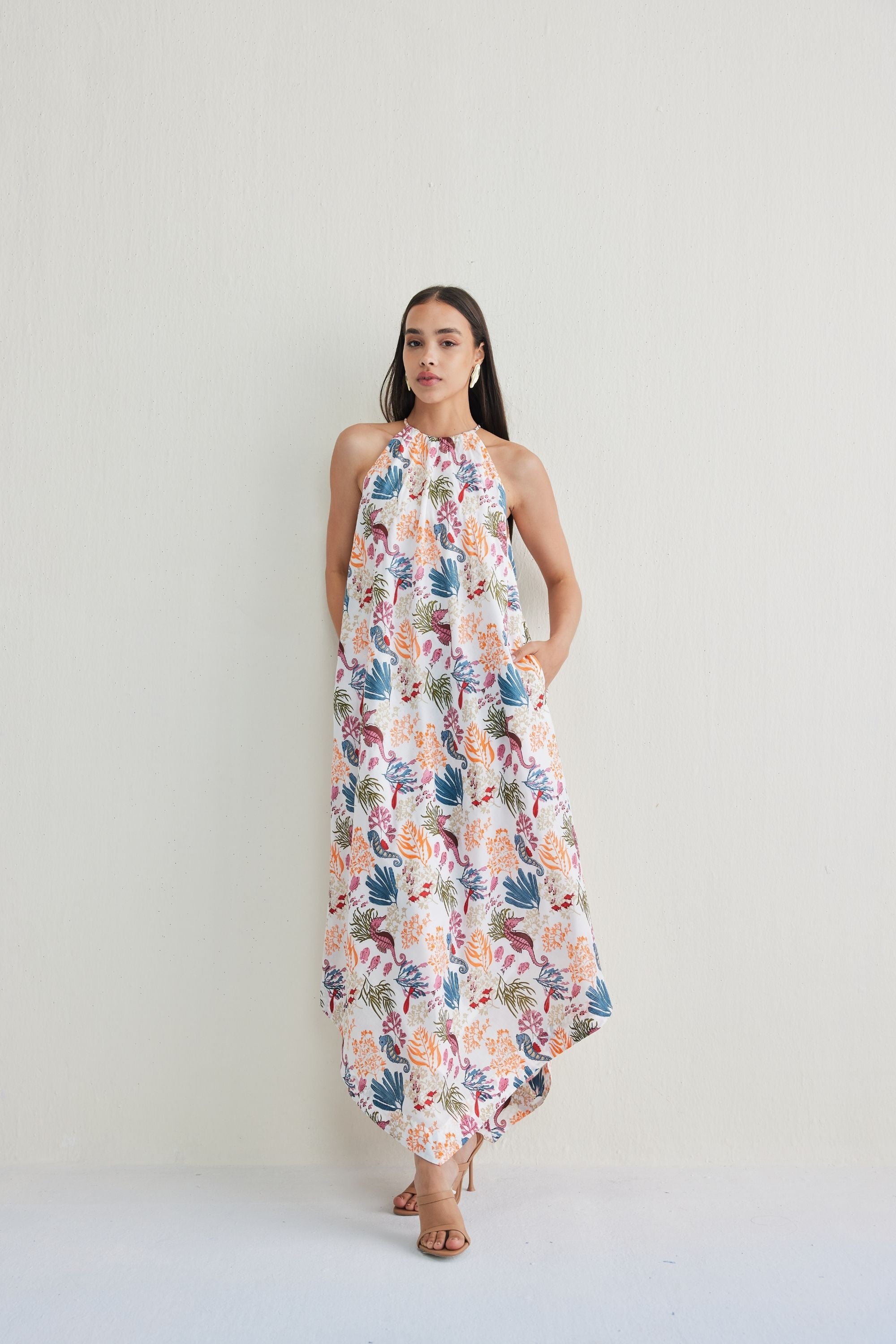 SUI | Deep Sea Lyocell Halter Maxi Dress