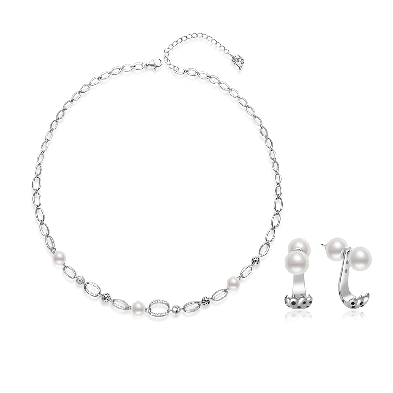 PEARLY LUSTRE | Top Grade Freshwater Pearl Necklace & Earrings Set WS00132 | SAFARI