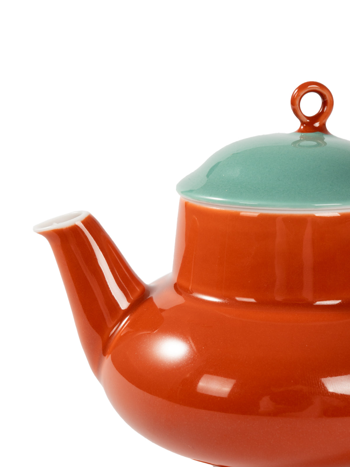 CRAFILAB | Brick Red & Turquoise Round Teapot