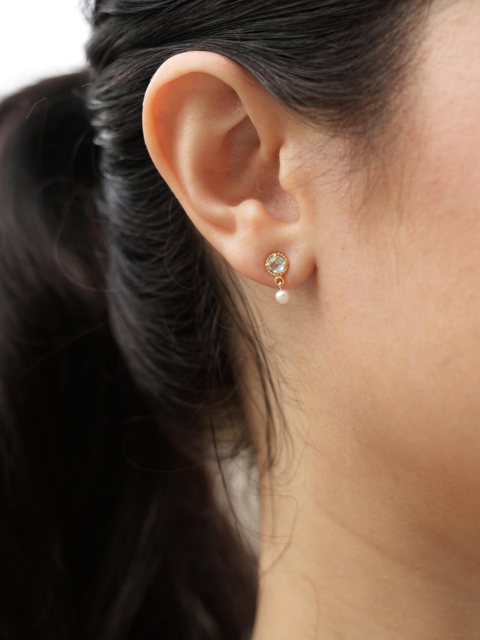 EMBRACE JEWELLERY | Pearl Whisper Drops With Blue Topaz