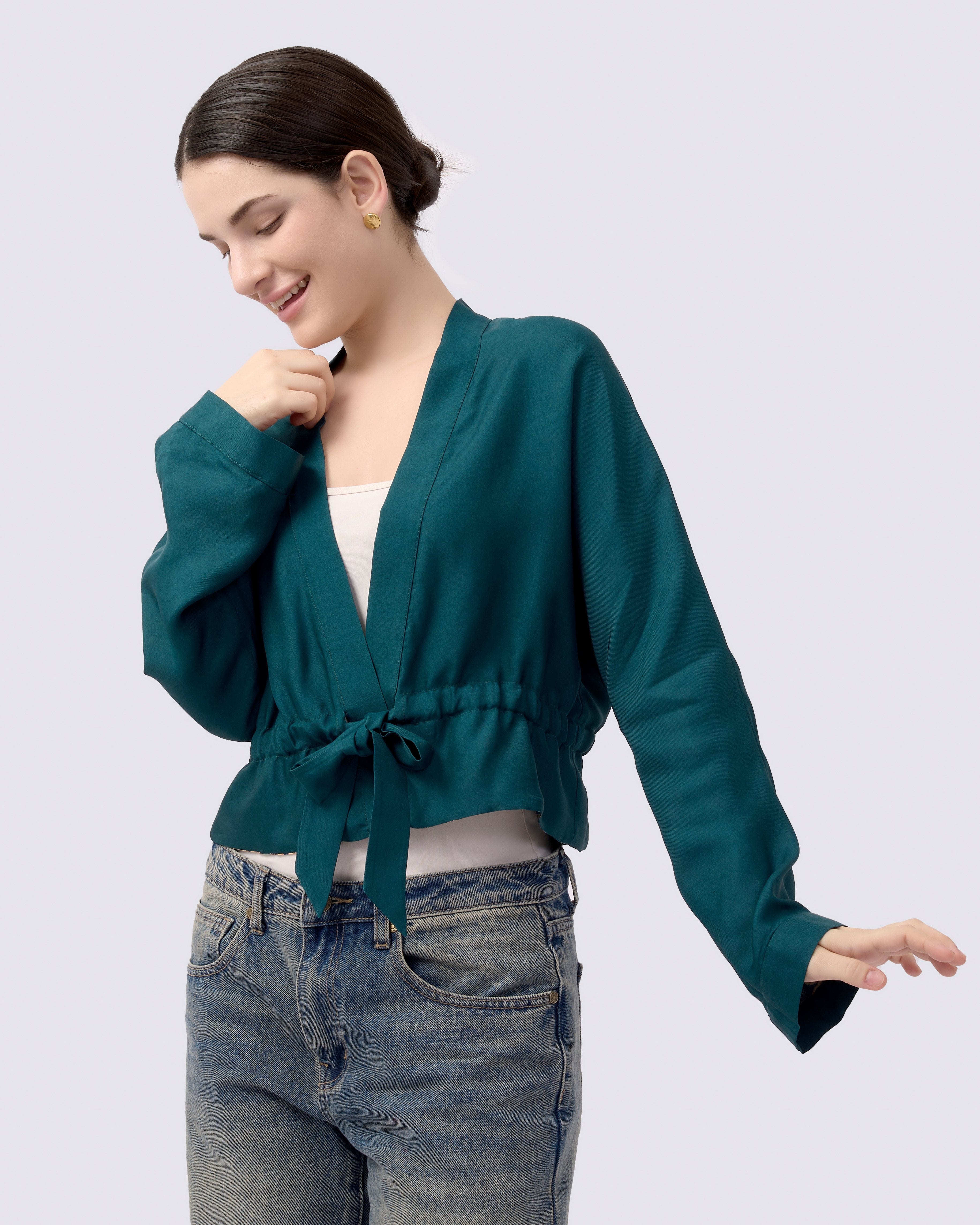 STUDIO QILING | Kitsune Teal Desert Reversible Cropped Kimono