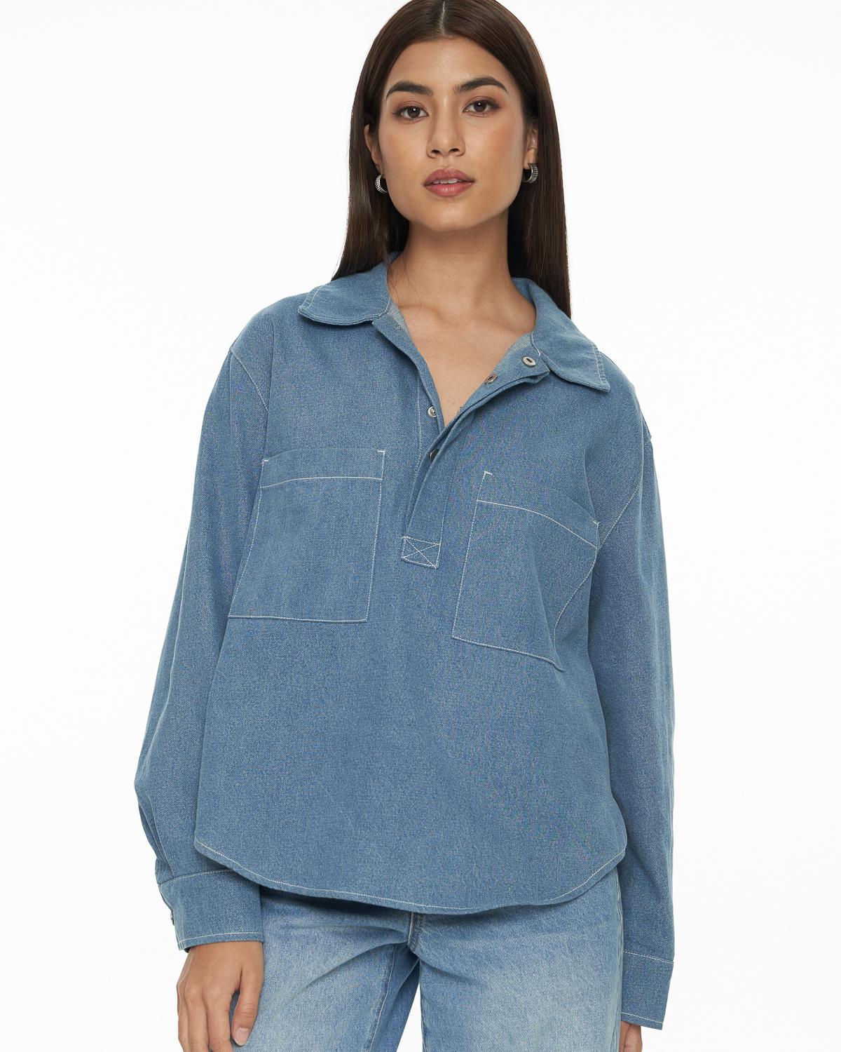 DRESSINGPAULA | Denim Pullover Shirt