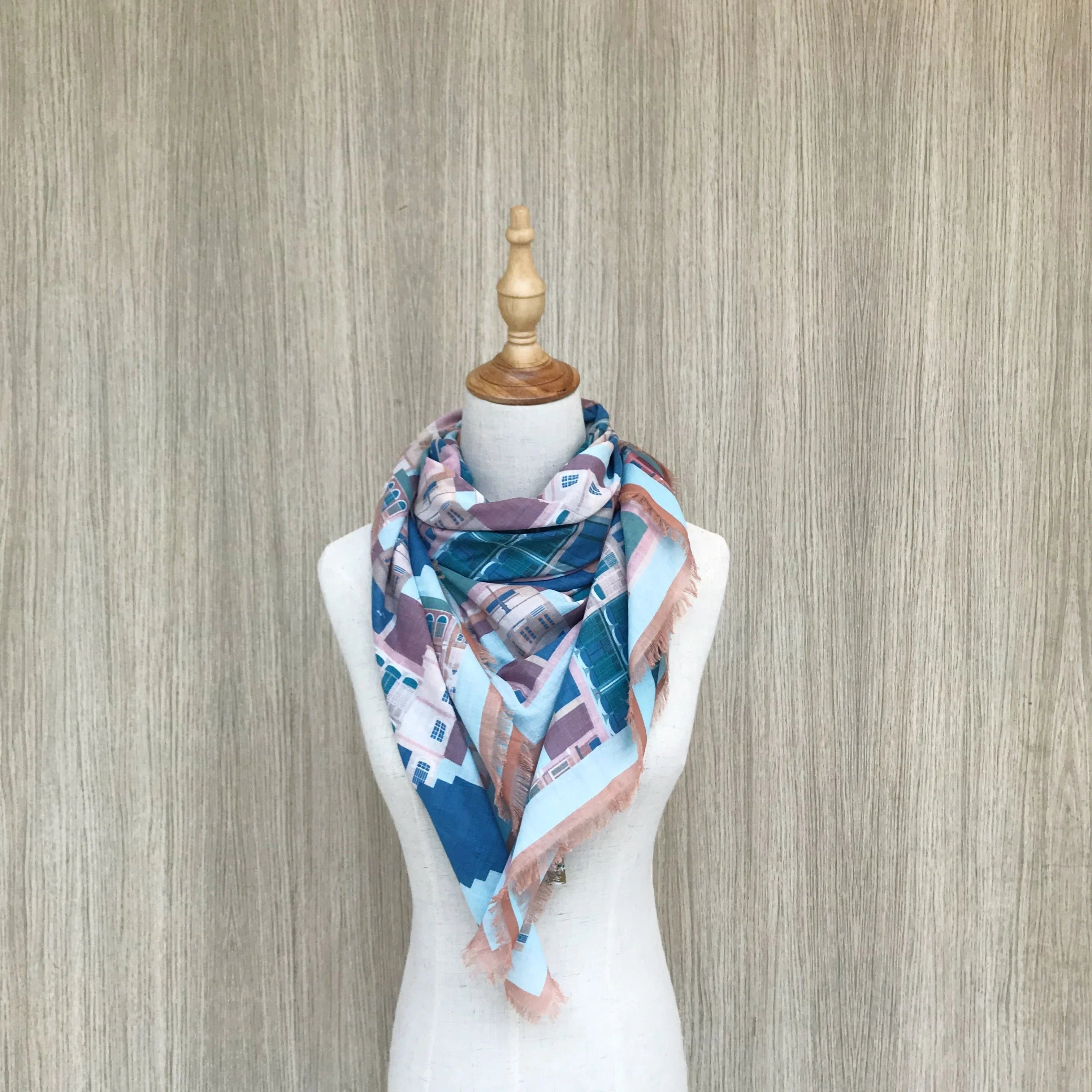 BINARY STYLE | Shophouses Of Singapore 115x115cm Square Scarf